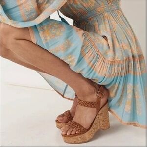 Frye Braylin Braided Cork Wedge sandals